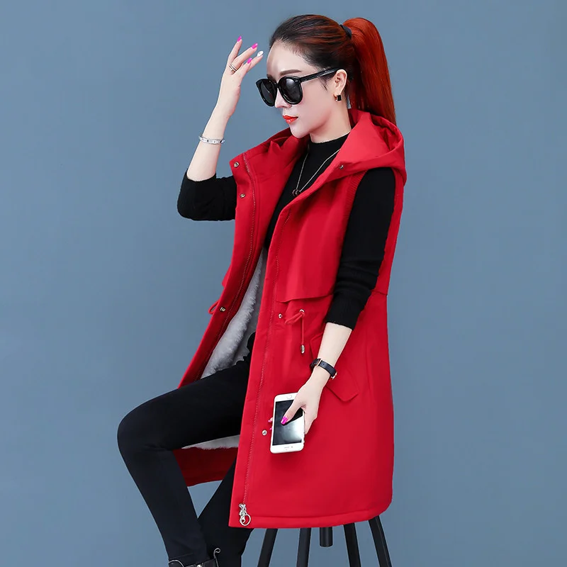 Женский Теплый жилет с капюшоном пуховая куртка без рукавов осенне-зимние жилеты