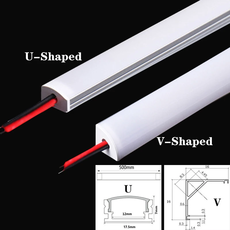 СВЕТОДИОДНЫЙ Алюминиевый жесткий светильник бар DC12V 50 см 20 дюймов U/V shape форме