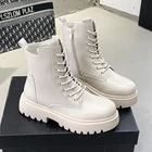 Женские ботильоны в готическом стиле, бежевые или черные классические кожаные ботинки в стиле панк на среднем каблуке, ботинки-комбинезоны, лето-осень 2021