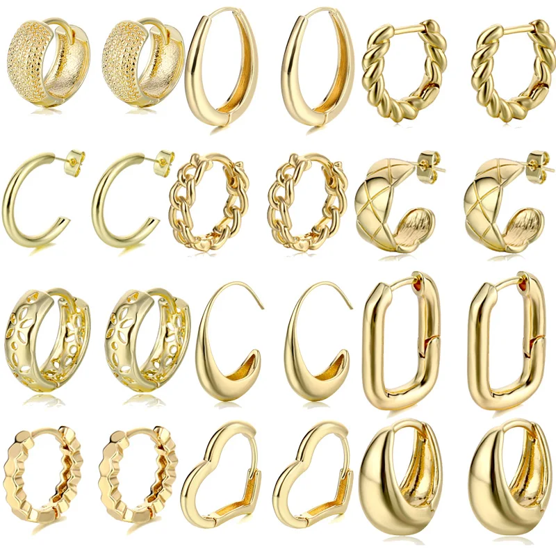 KSRA золотые шикарные O-образные витые Латунные Серьги Huggie для женщин винтажные