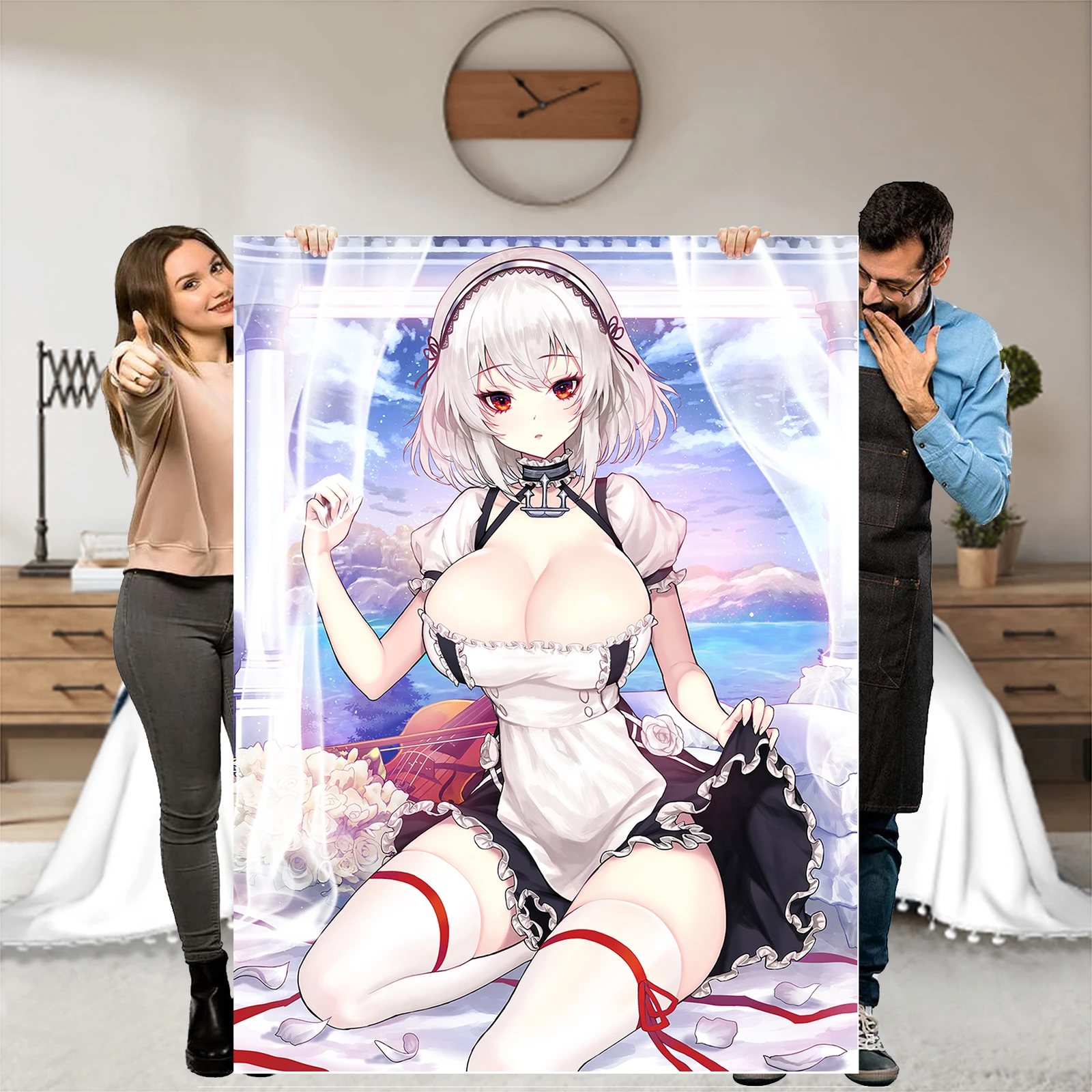 

Azur Lane Blanket Doujinshi Art CG Throw Adult Artist Sofa Blankets Hentai Anime Comic Sexy Doujin Poster Flannel Fleece Throws