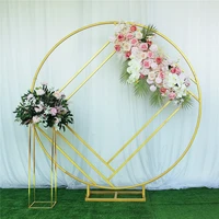 new diamond wedding arch mariage backdrop wrought iron creative ring geometric frame stand screen stage background decoration