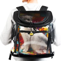 edenpetz fashion transparent pet dog cat backpack puppy kitten pu bag breathable travel carrier