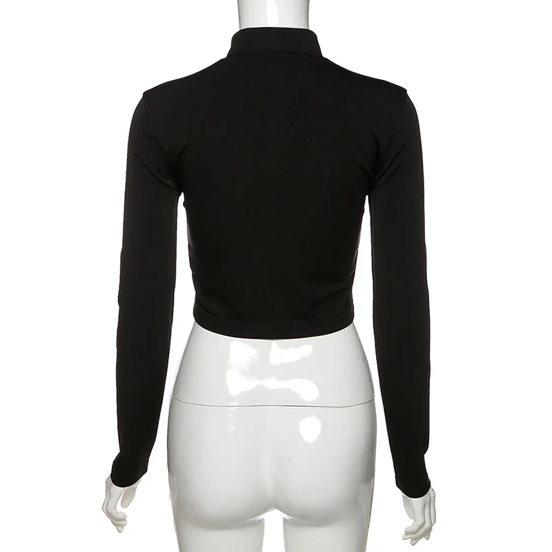 Женский укороченный Топ с длинным рукавом Forefair облегающий короткий однотонный