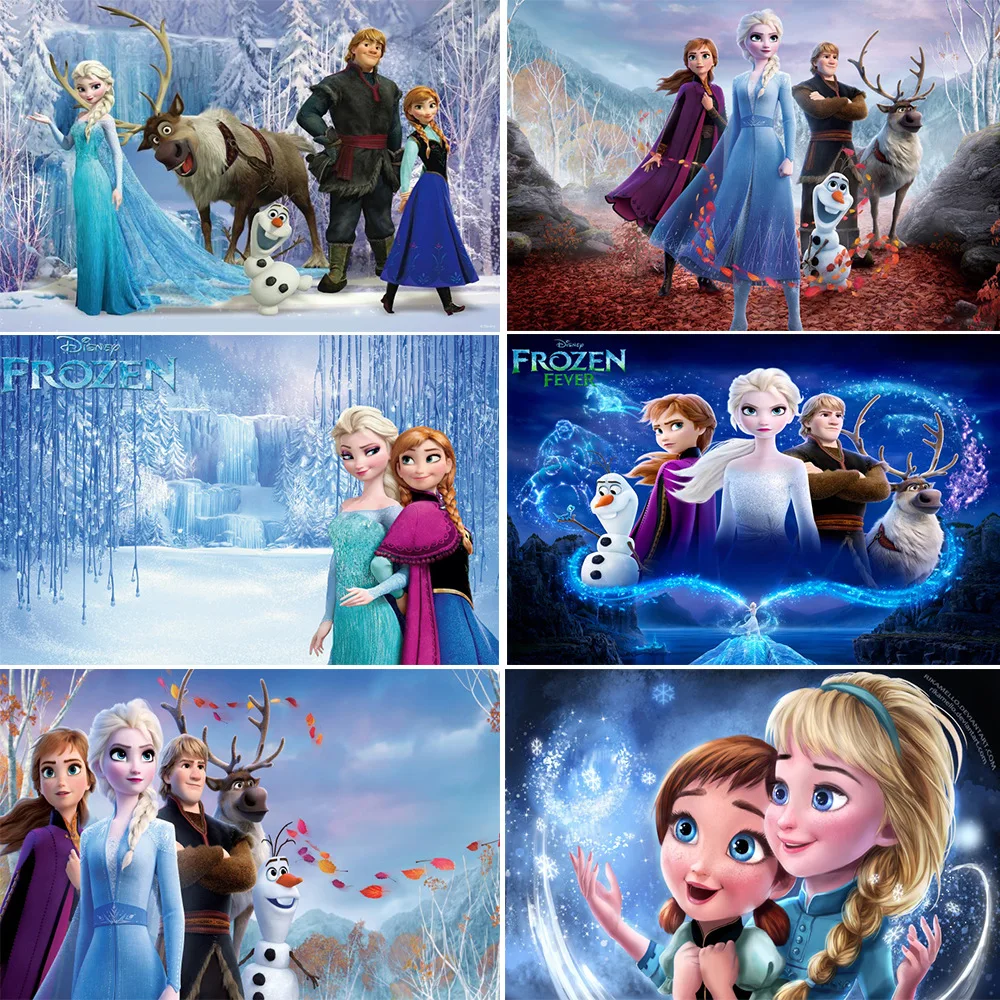 

120x80cm Frozen Party Backdrops Curtain Photobooth Backdrop Cloth Children's Birthday Party Wall Decorations Backdrop Stand