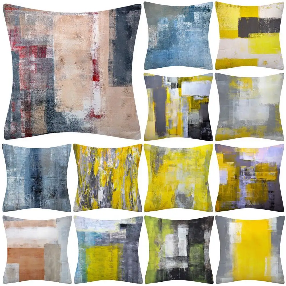 

New Arrival!!! Pillowslip Printed Dust-proof Polyester Peach Skin Sofa Cushion Cover for Home