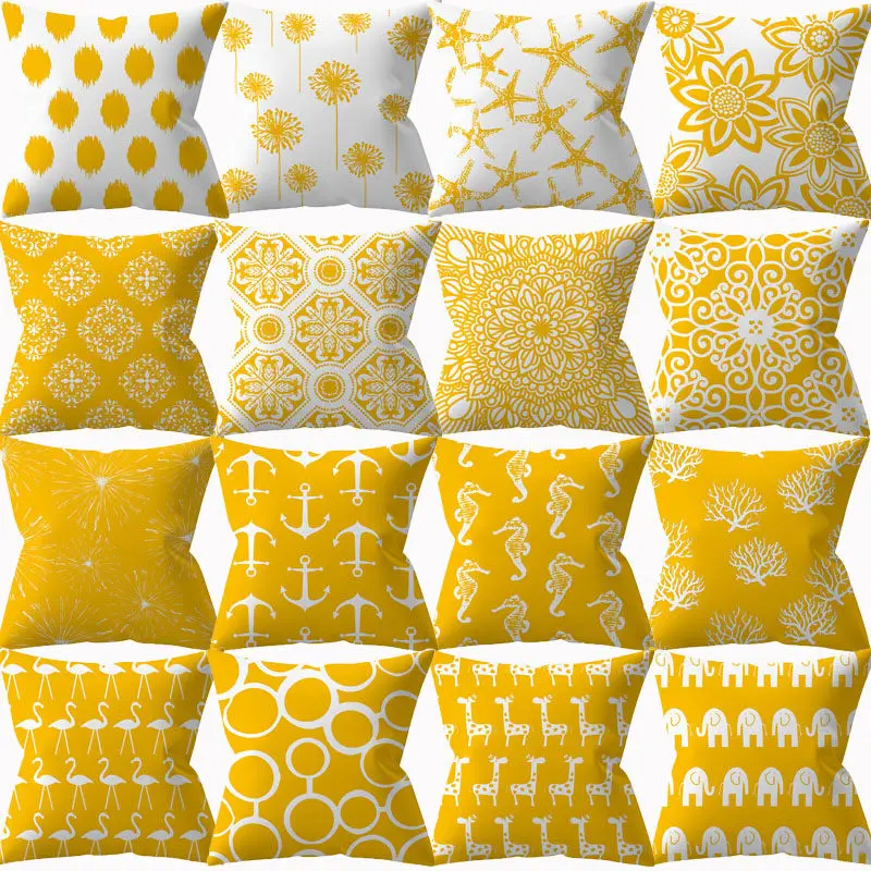 Желтый подушек Чехлы для с геометрических узором размером 45*45 декоративная