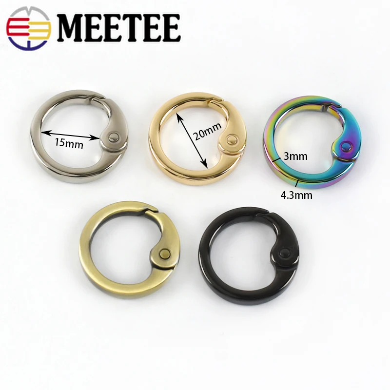 Meetee 5/10Pcs 20mm Metal O Rings Open Spring Buckles Bag Strap Connector Decorative Clasps DIY Bags Hardware Accessories | Дом и сад