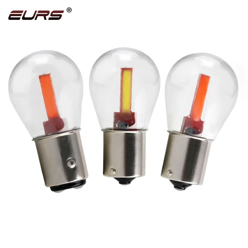 Светодиодные Автомобильные стоп сигналы EURS 2 шт. 1156 P21W BA15S 1157 BAY15D COB с нитью