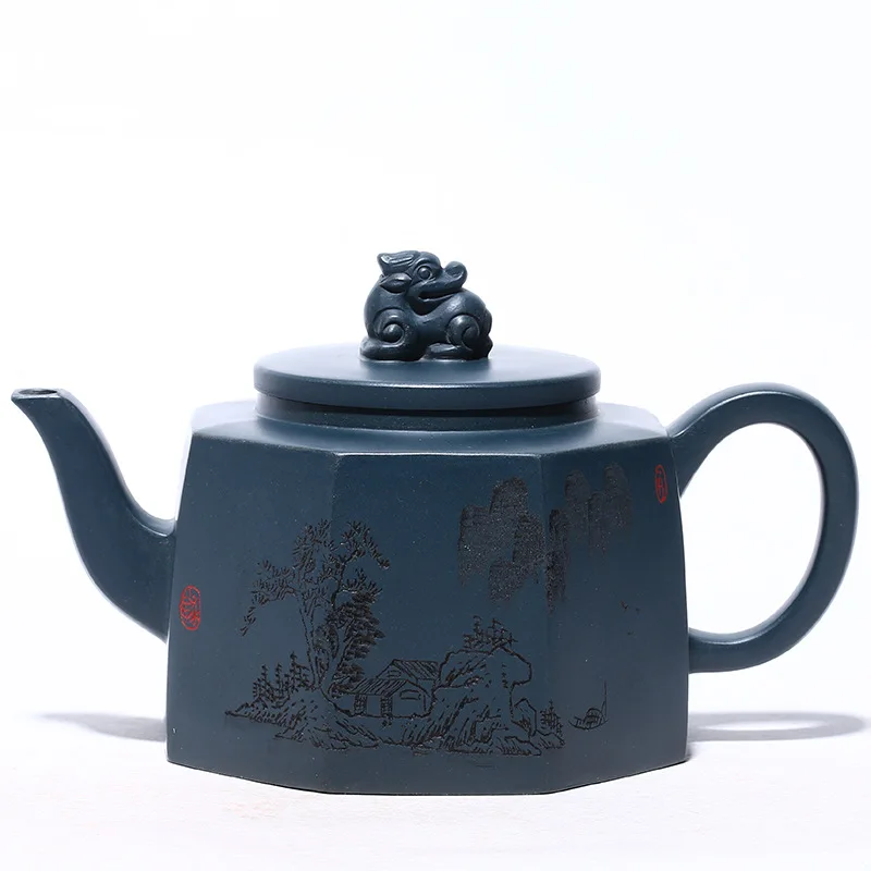 

Yixing famous handmade teapot mixed batch raw ore Tianqing clay Bafang auspicious purple clay teapot set