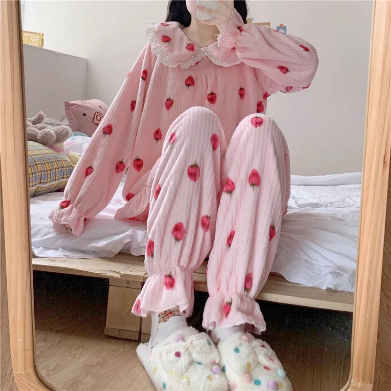 Осенне-зимняя женская Милая принцесса в стиле &quotЛолита&quot пижамный комплект для