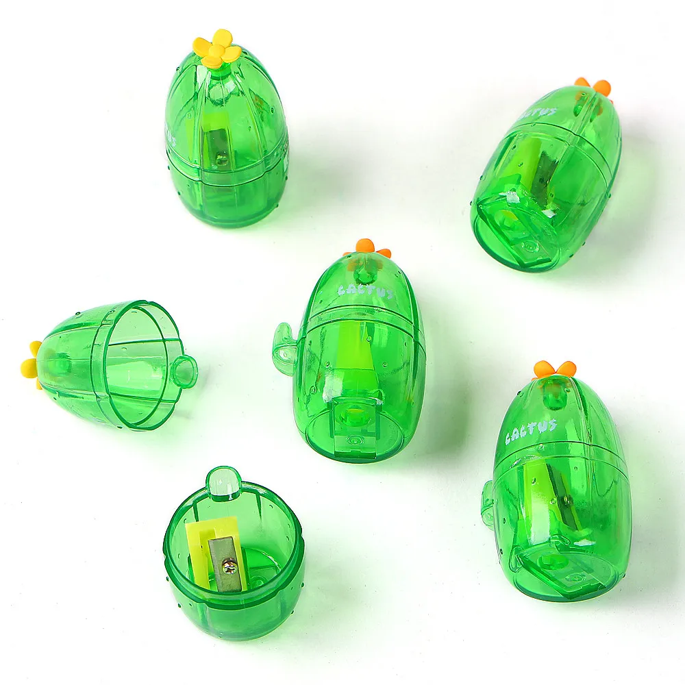 1 шт. мультфильм Кактус форма одно отверстие милый карандаш точилка студент школа