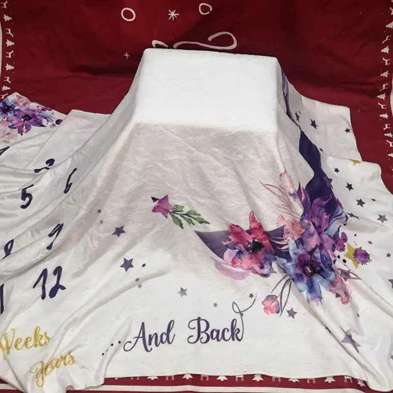 

Baby Monthly Record Growth Milestone Blanket Newborn Moon Pattern Photography Props Photo Creative Background Cloth Infant