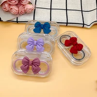 new style bow transparent tweezers suction stick container set portable contact lens box for women travel contact lenses case
