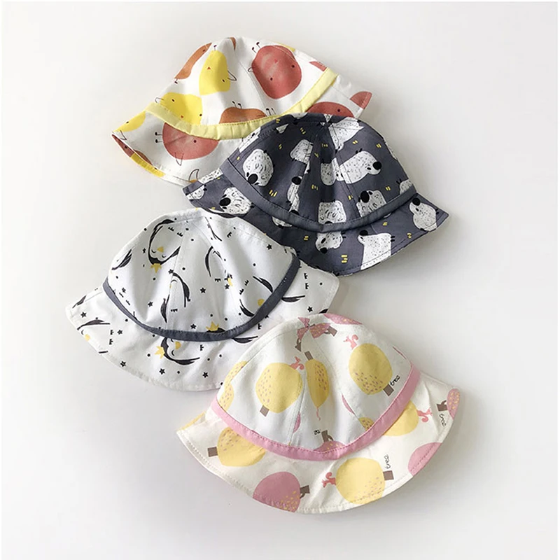 

Шляпа от солнца для мальчиков и девочек, летняя Панама для детей, детская шапка с мультяшным принтом животных, купольная шляпа Фишера, Пляжн...