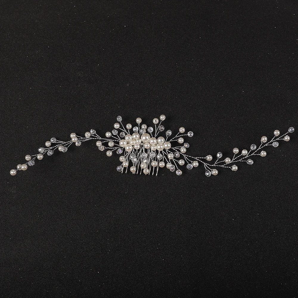 Свадебные аксессуары для волос серебряный жемчуг гребень Элегантный женский