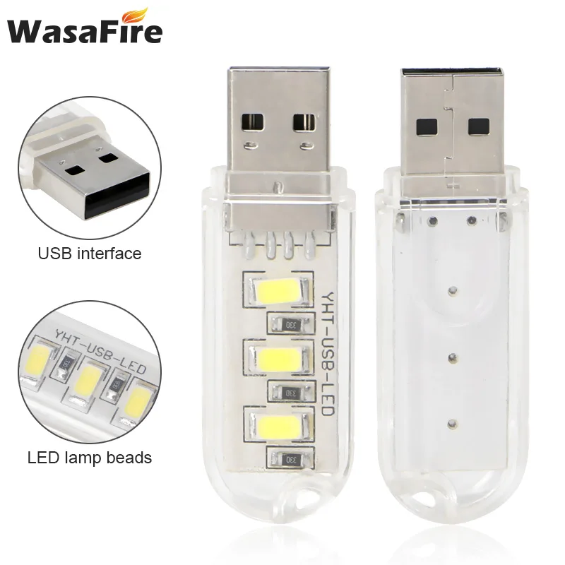

Wasafire супер яркий мини 3 usb-портами и светодиодным индикатором USB для чтения в ночное время светильник фонарь Портативный маленький светодиод...