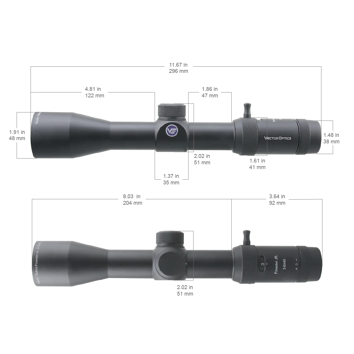 Векторная оптика Forester JR. Прицел 3-9x40 с регулировкой MOA 1/4 и функцией возврата к нулю