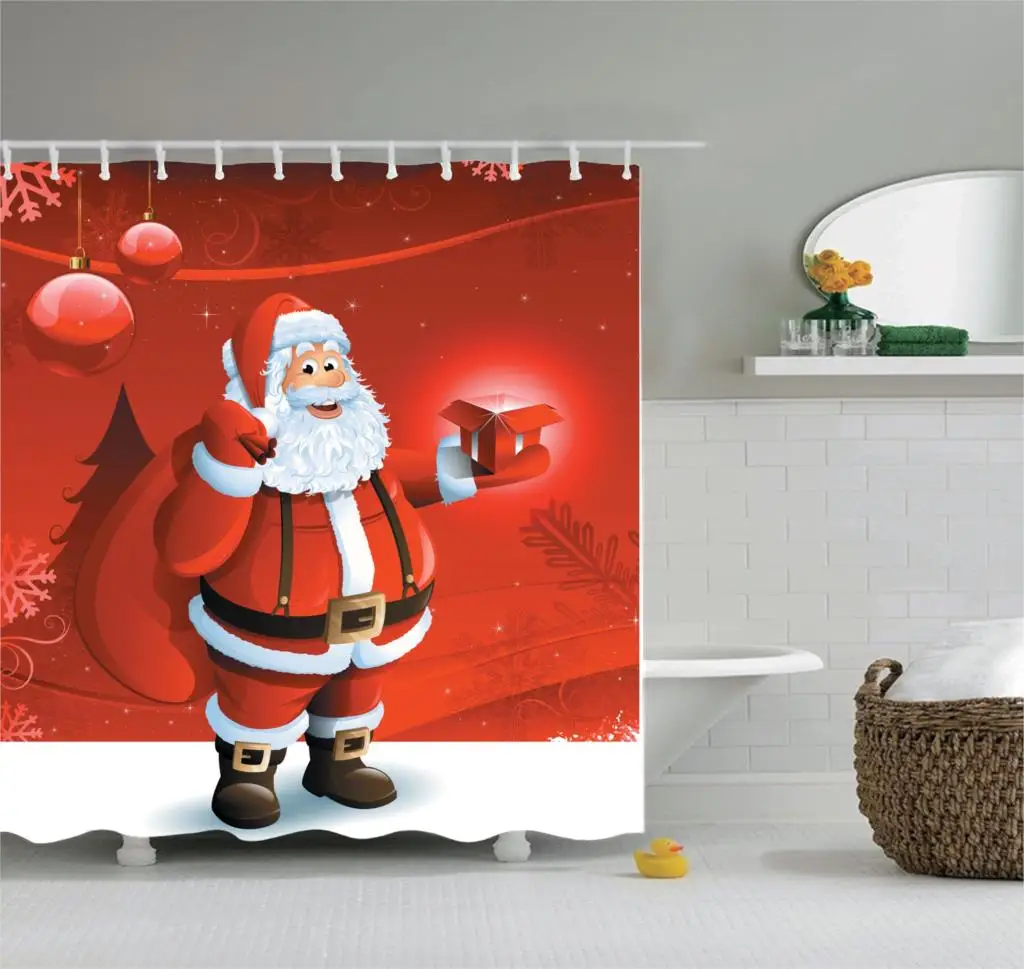 Счастливого Рождества 2020 Санта Клаус Рождественская елка душ Шторы занавеска с