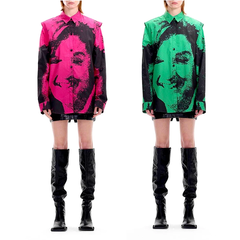 

Runway Designer Autumn New Style Women's Shirt Blouses Fashion Woman Blouses 2021 Full Sleeve Loose Printed Shirt Clothing SL592