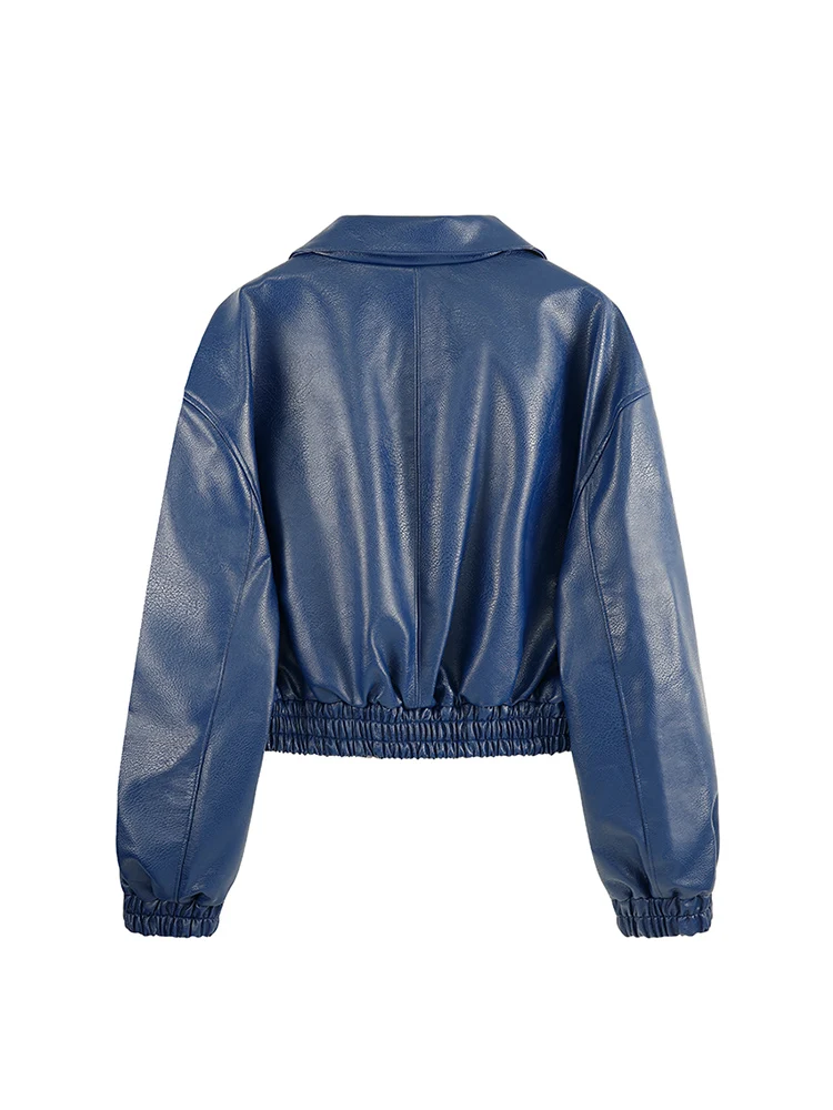 2021 Women Leather Jacket Zippers Loose Winter Vintage Trendy Korean Style Locomotive Lapel Female Chic PU Short Fur Tide | Женская