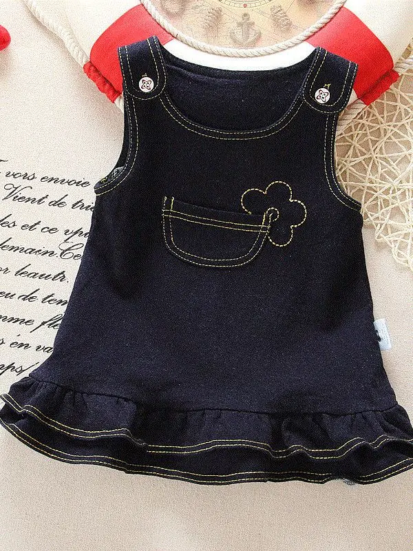 Платье для маленьких девочек Лето 2021 г. Модное джинсовое свадебное платье