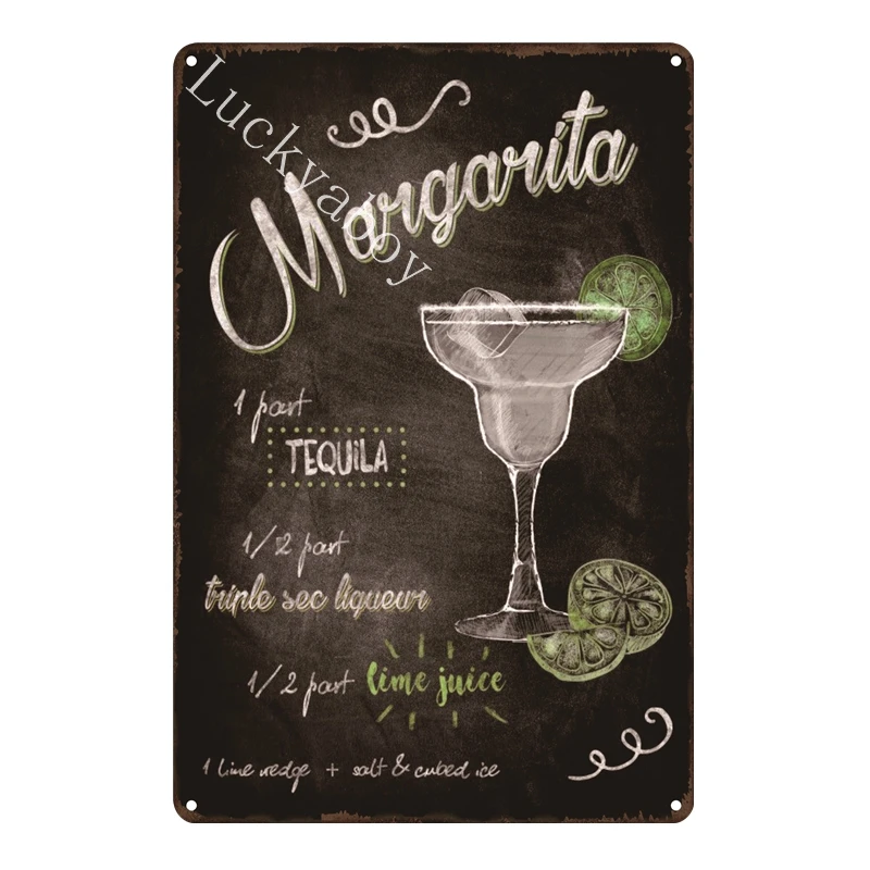 [Luckyaboy]Martini Mojito Cocktail Vintage Tin Signs Wall Plaque Custom Metal Painting Antique Gift home bar Pub Decor AL035