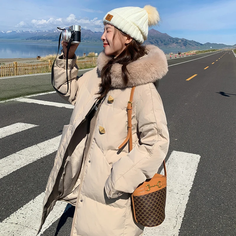 2021 New Female Thickening Plus Velvet Warm Down Cotton Mid-length Jacket Parkas Women Casual Loose Korean Winter Jackets Coats
