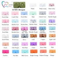 50 pcs silicone 14 mm hexagon beads diy jewelry making necklace pendant beads for baby carrier mix match colors loose beads