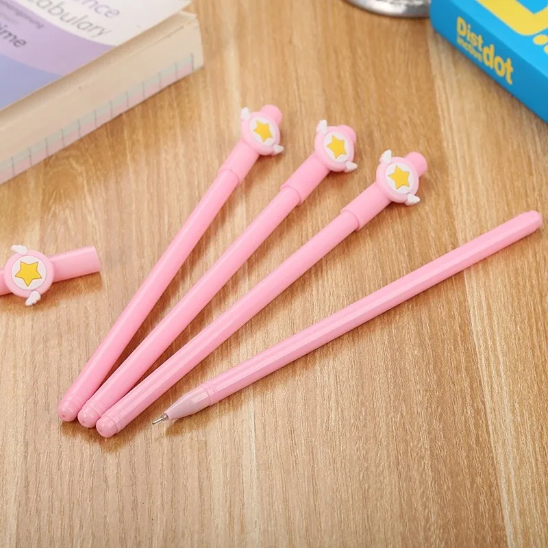 24 PCs Neutral Pens Creative Stationery Cute Pink Girl's Heart Magic Wand Gel Pen set Cartoon Student Silicone Signature Pen