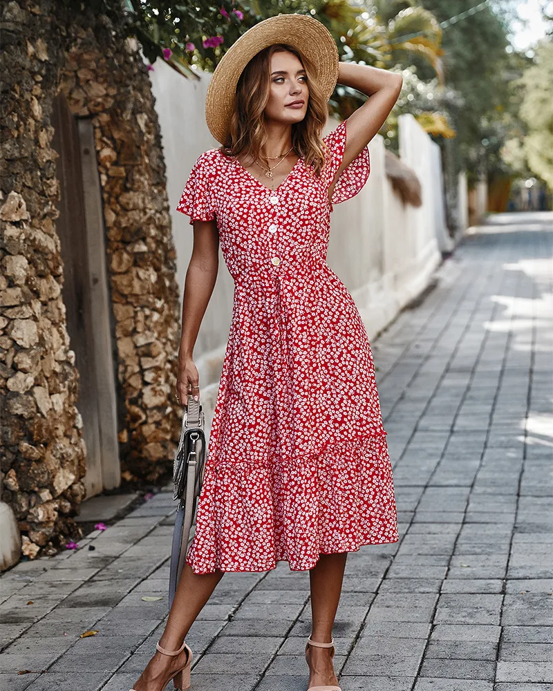 

2022 Summer Women Fashion Yellow Dress Bohemian Short Sleeve Vintage Solid Maxi Dress Sexy Dress Boho Wedding Guest Ladies Robe