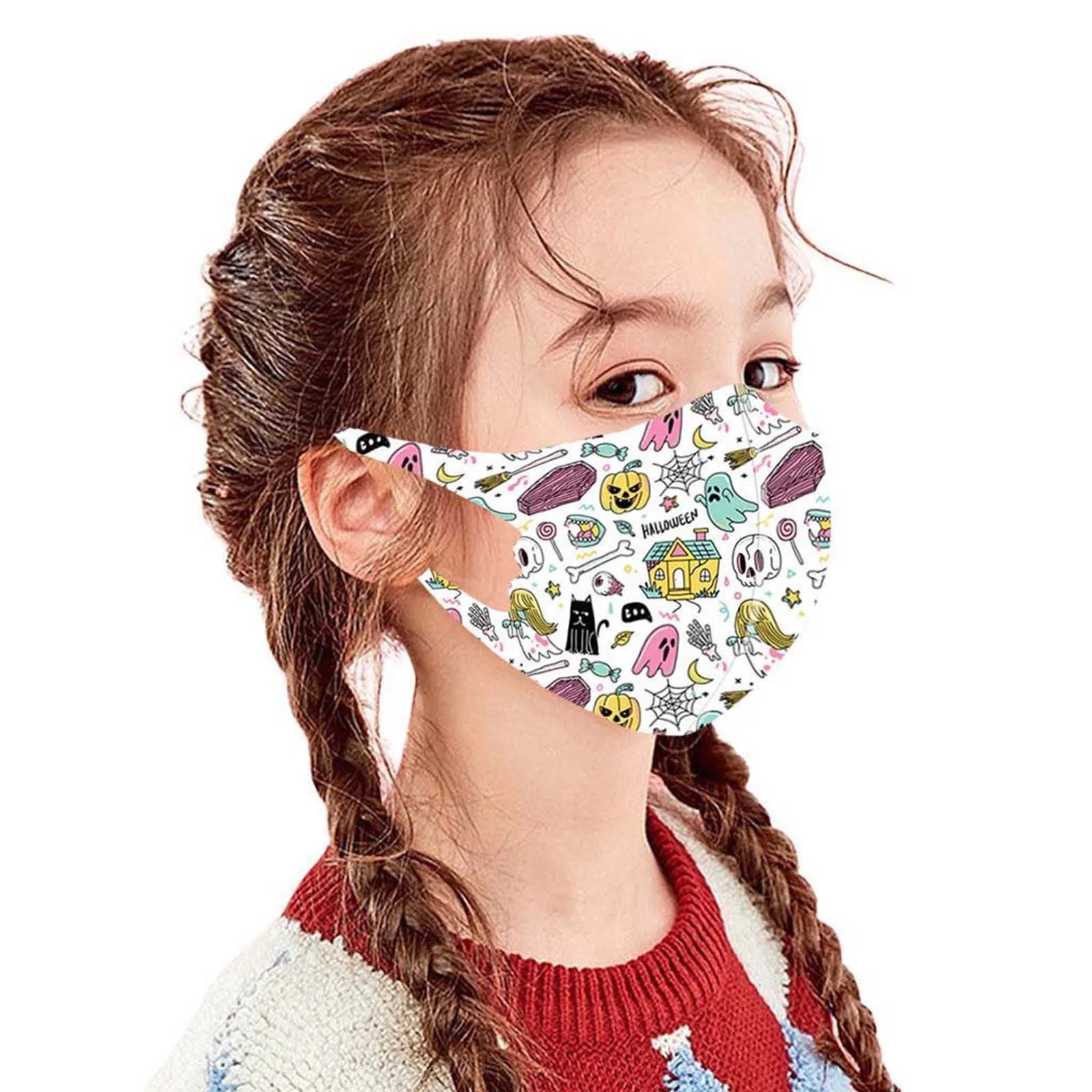 

Children's and girls' Christmas and Halloween pattern printed protective mask washable earplug reusable dust mask