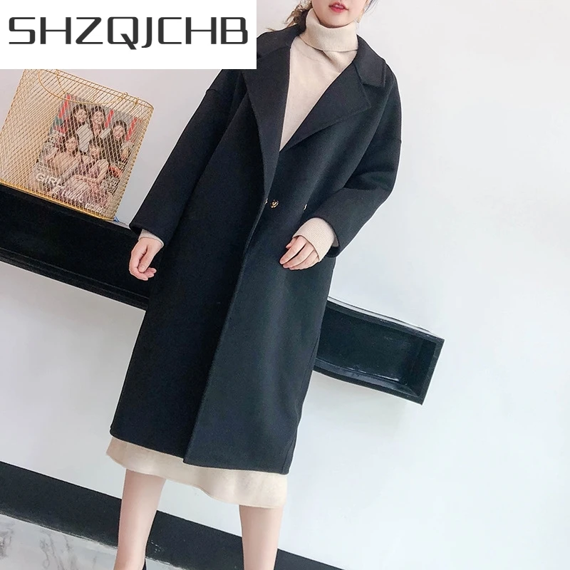 

JCHB 2021 100% Wool Coat Women Long Jacket Spring Autumn Korean Coats Female Oversized Coat Casaco Feminino WBS-017 KJ4914