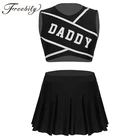 Женский очаровательный костюм чарлидинга, костюм для взрослых, костюм для выступлений, танцевальная одежда, короткий топ для соревнований с плиссированной мини-юбкой