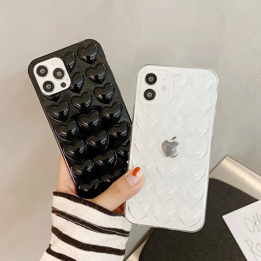 Прозрачный чехол карамельного цвета для телефона iPhone XS Max XR 3D Love Hearts мягкий из ТПУ