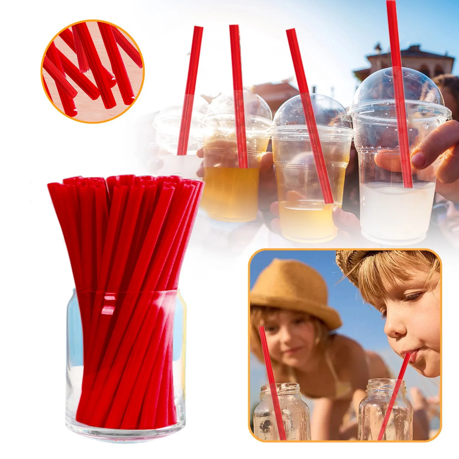 

100PCS Red Heart-shaped Straws Disposable Drinking Straws Individually Packaged Straws Birthday Wedding Party Decoration Tools