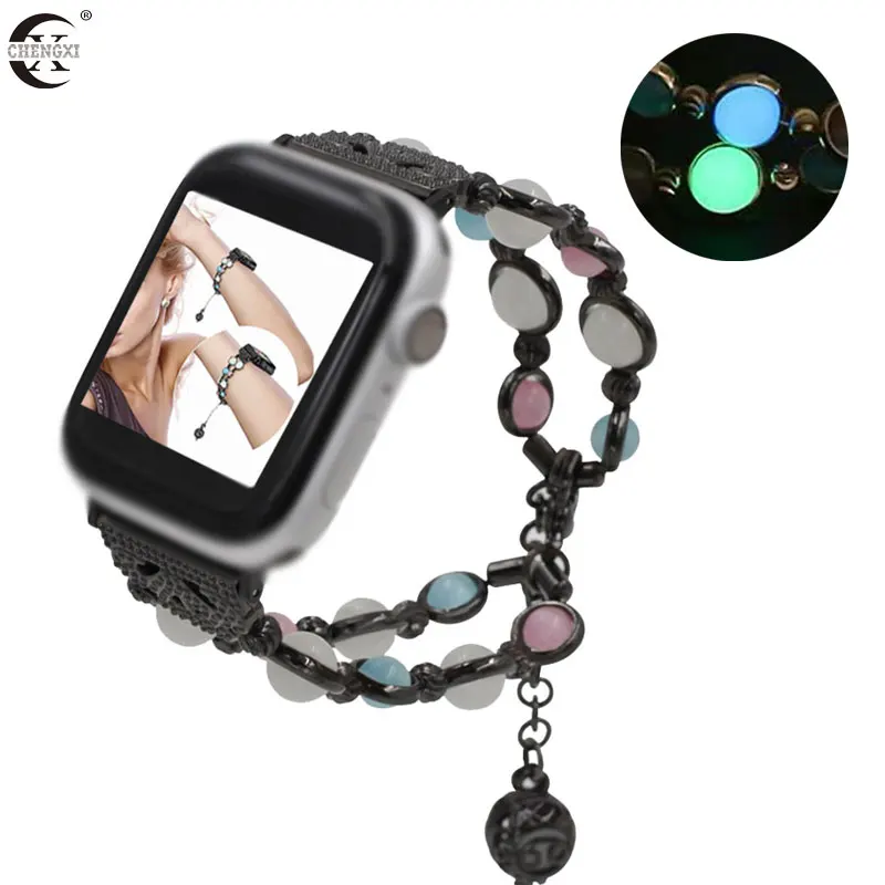 Для Apple Watch Band 44 мм 40 38 42 роскошный светящийся браслет ювелирный ремень для iWatch Series