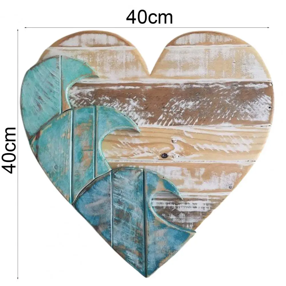 

Hanging Pendant Innovative Attractive Wall Mountable Wood Romantic Blue Wave Heart Wall Decoration for Gifts