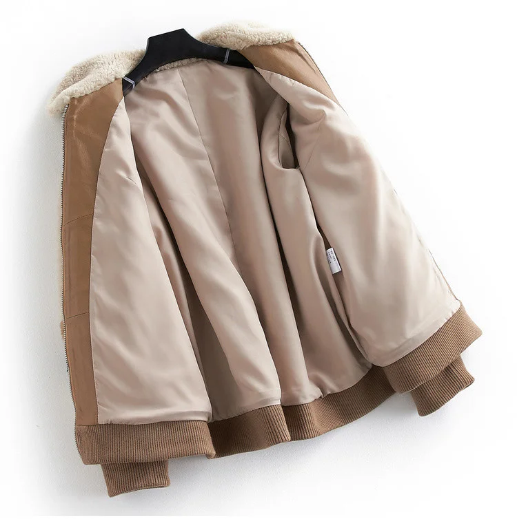 

Женское пальто из натурального овчины, пальто из 100% шерсти, Корейская верхняя одежда для осени и зимы