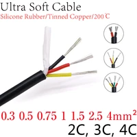square 0 3 0 5 0 75 1 1 5 2 2 5 4mm ultra soft silicone rubber cable 2 3 4 cores insulated flexible copper high temperature wire