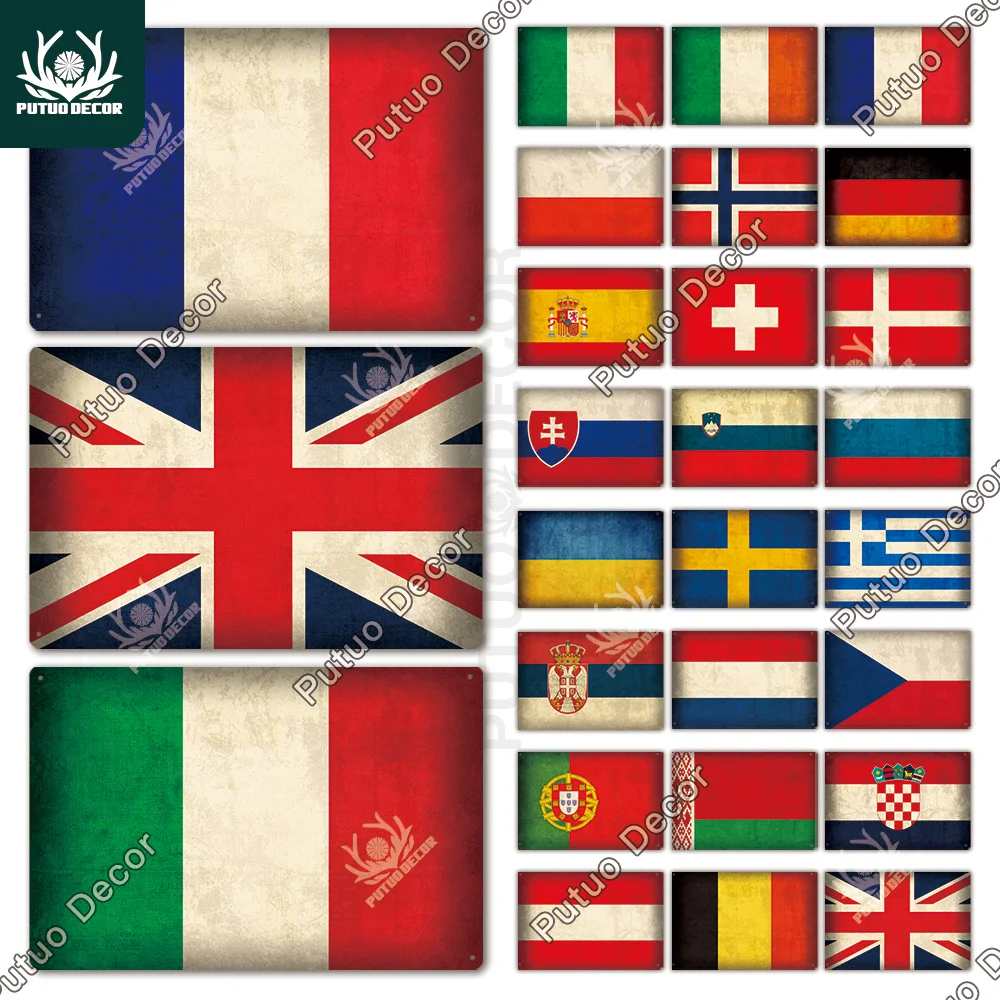 Putuo Декор настольный флаг Винтаж металлический знак жестяная вывеска