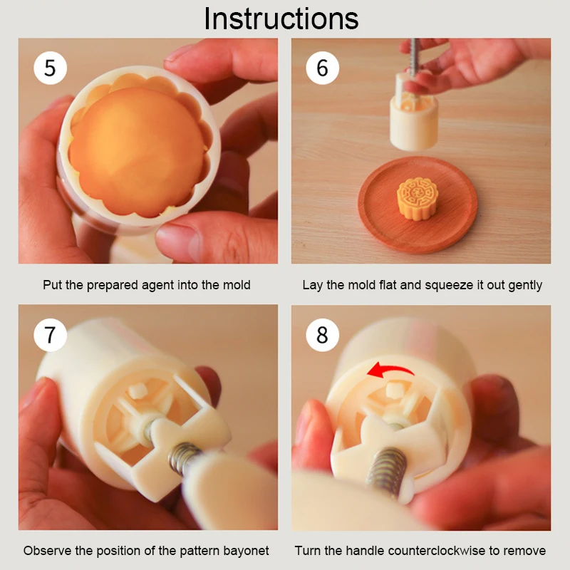 

4Pcs/Set Flower Mooncake Mold Hand Pressure Fondant Moon Cake Decor Tools Non-Sticky Odorless Cookie Cutter Pastry Baking Tools