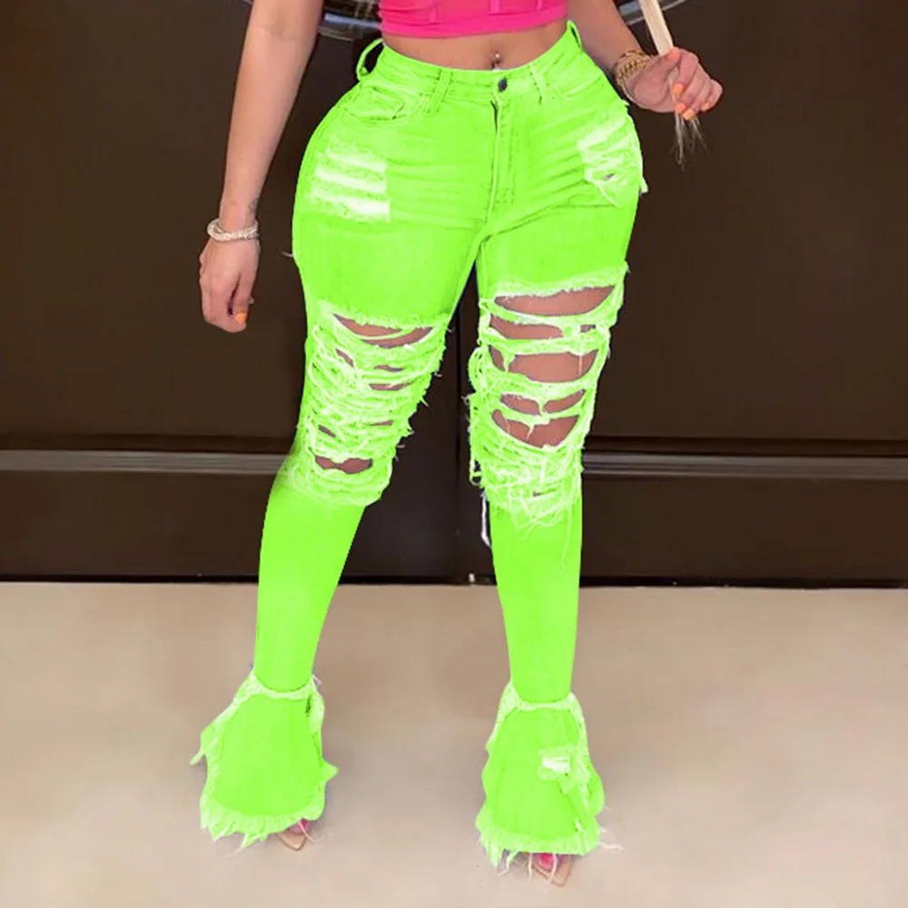 Женские модные сексуальные джинсы супер высокая талия тянущиеся бедра с