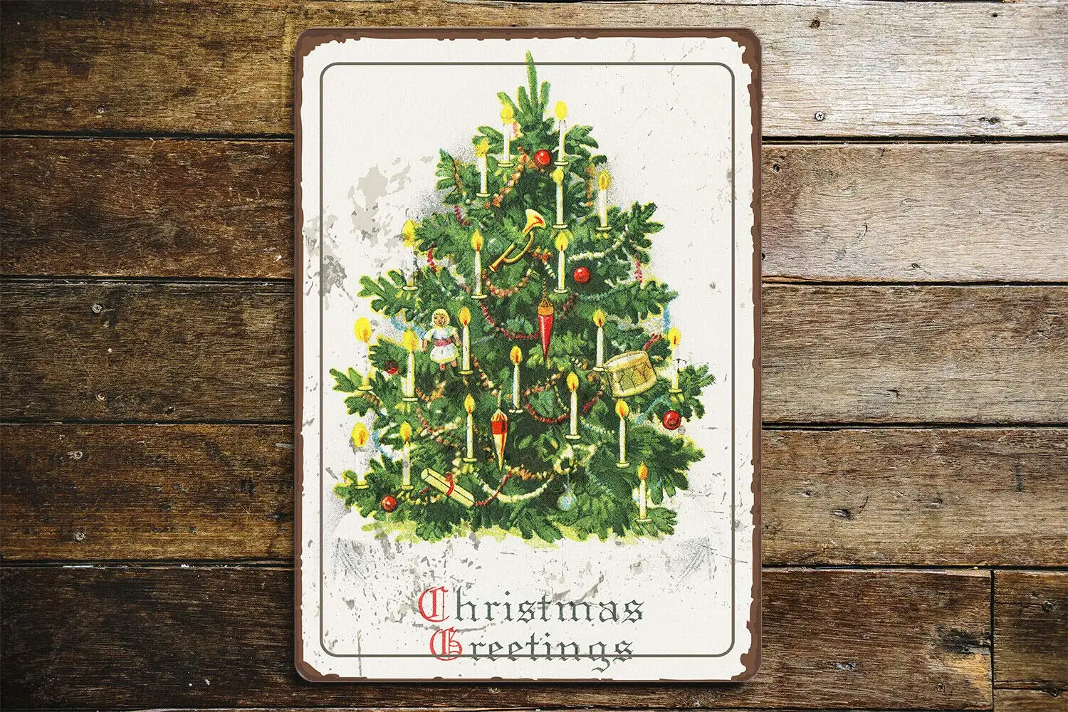 

Metal Tin Poster Christmas Tree Vintage Enamel Metal Tin Sign Wall Plaque 8x12 Inch Decor Mural