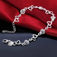 bracelet heart lovely flower chain fashion wedding party beautiful hot women silver cute lady nice bracelet jewelry