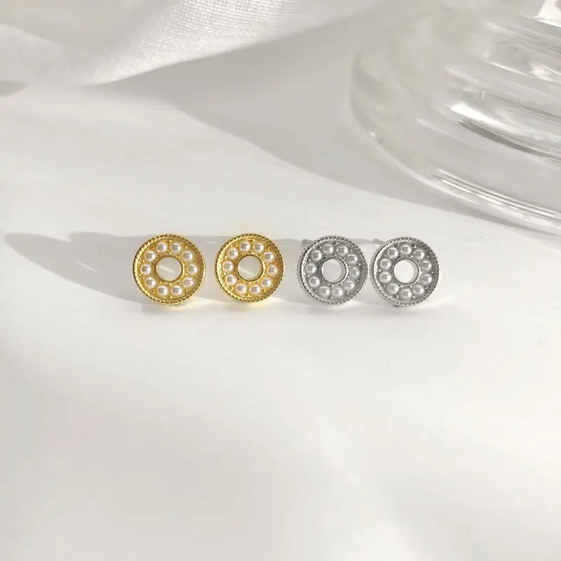 

S925 Silver French Fashion Simple Design Sense Pearl Ring Ear Gift Party Evening Woman Jewelry Stud Earrings 2021
