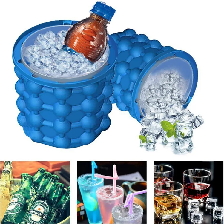 

Ice Cube Maker Silicone Ice Cube Mold Tray Portable Bucket Wine Ice Cooler Beer Cabinet Kitchen Tools Drinking Whiskey Freeze