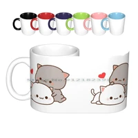 cute cats ceramic mugs coffee cups milk tea mug goma cute cat person peach cat boyfriend cat milk girlfriend kawaii kitty mochi