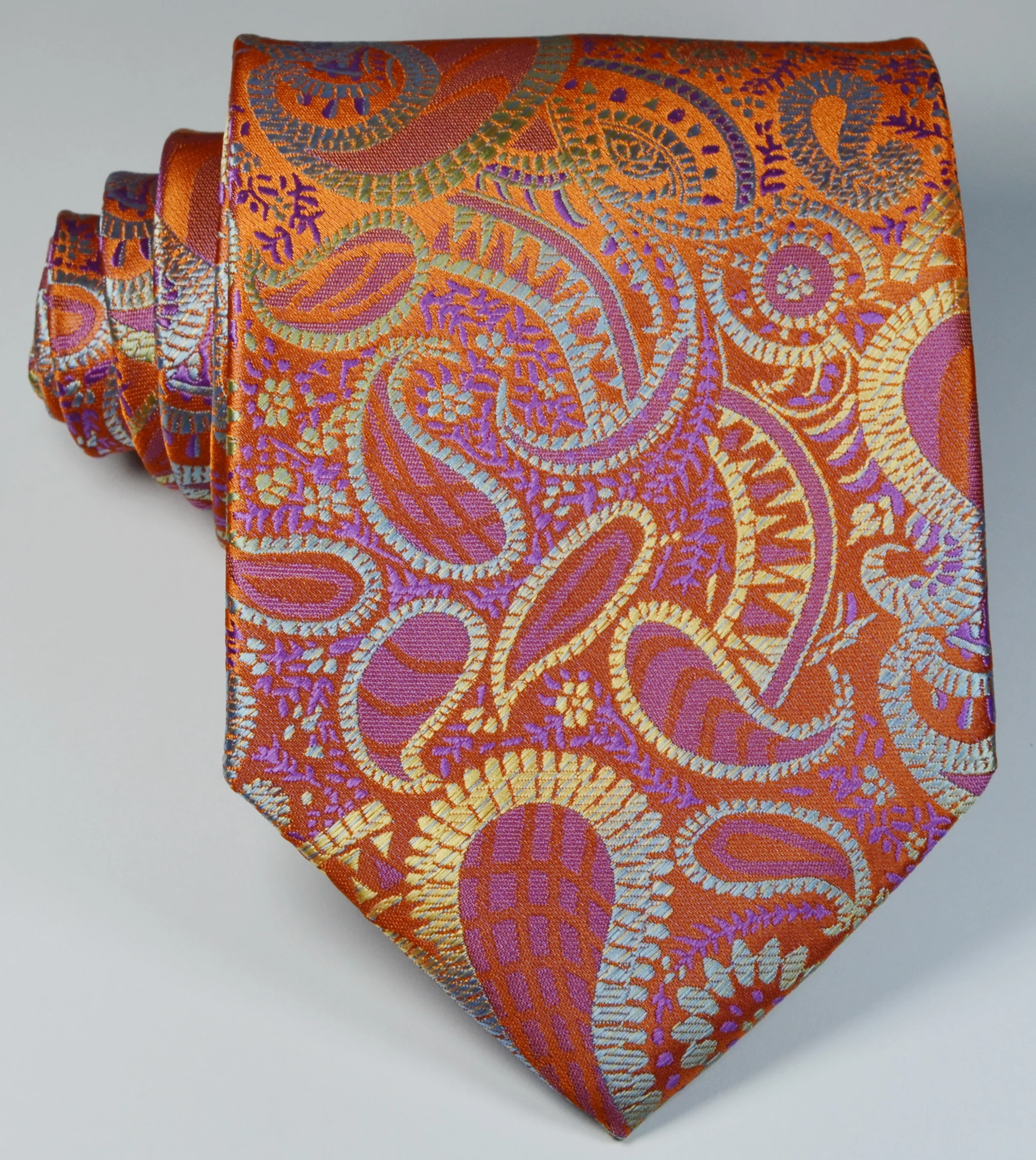 

Men's Floral Tie Silk Orange Gold Paisley Necktie Formal Business Luxury Wedding Party Fashion Neckties