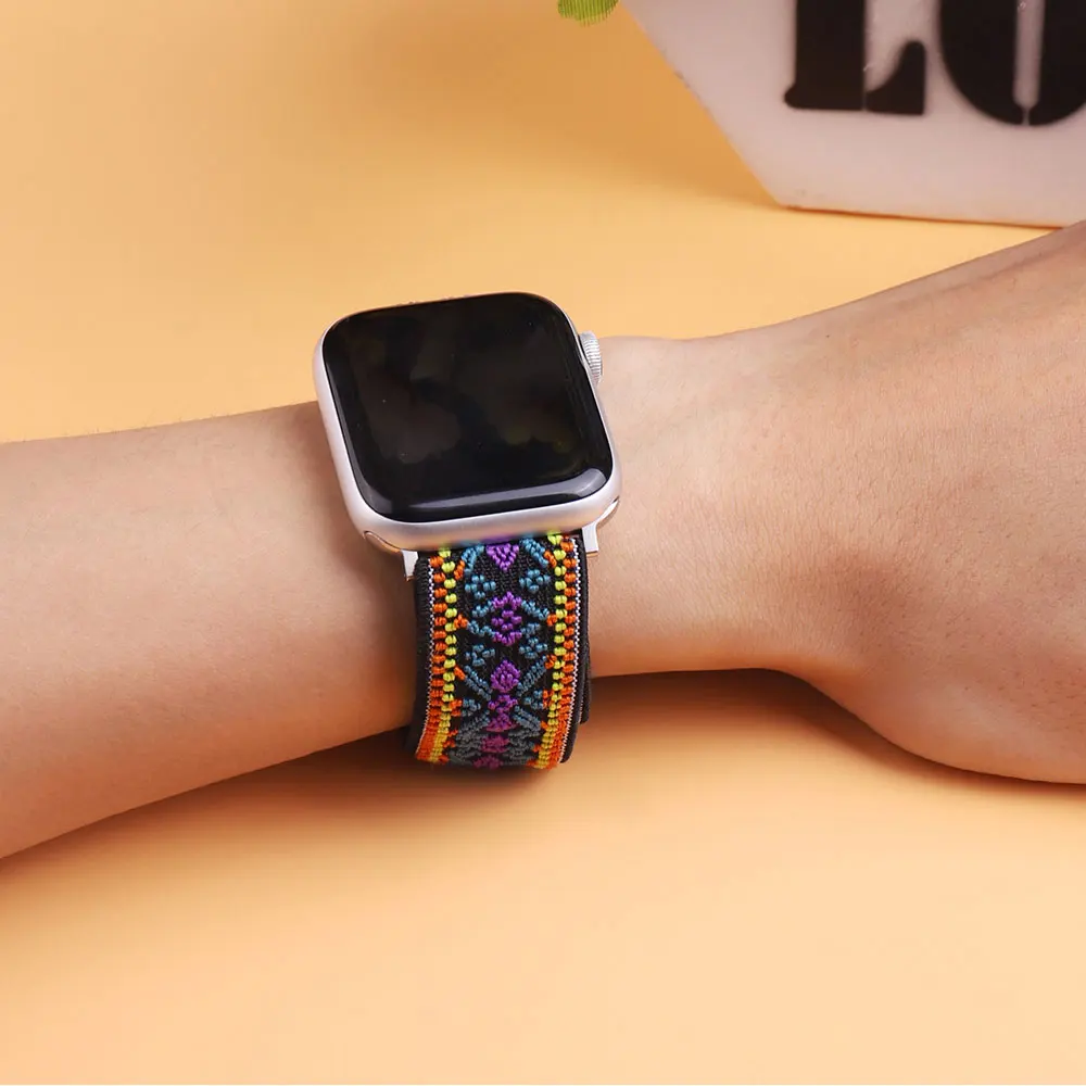 

Leopard Nylon Solo Loop Strap For Apple Watch Band 44mm 40mm Braided Elastic Buckles Band For iWatch Series 6 SE 5 4 3 38mm 42mm